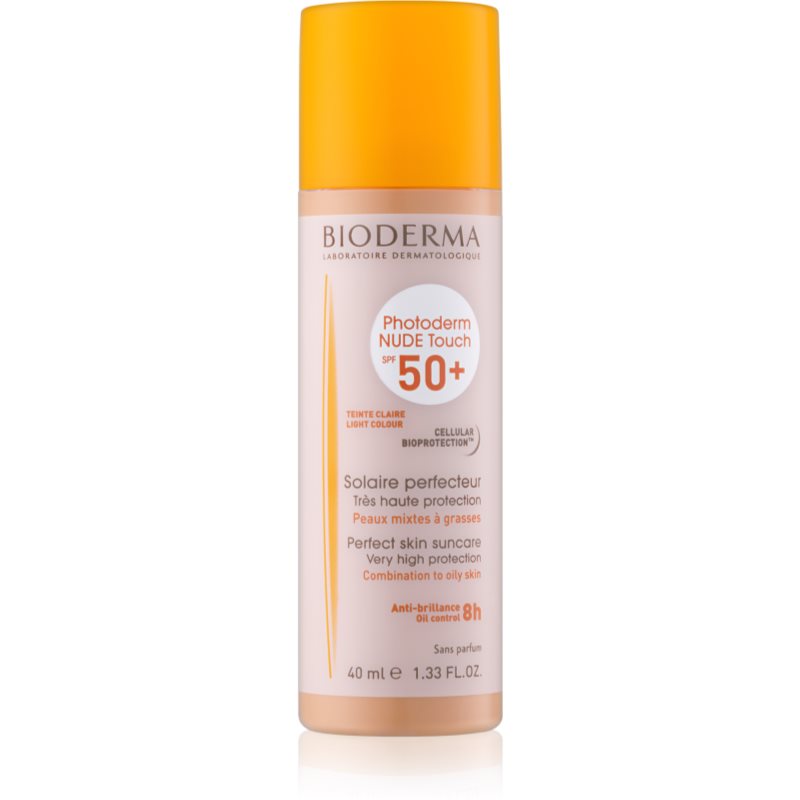 Bioderma Photoderm Nude Touch захисний тональний флюїд для змішаної та жирної шкіри SPF 50+ відтінок Light Colour 40 мл