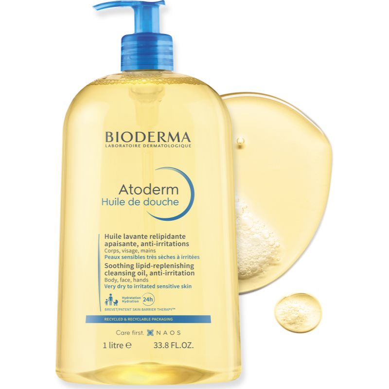 Bioderma Atoderm Shower Oil високо поживний заспокоюючий гель для душа для сухої та подразненої шкіри 1000 мл