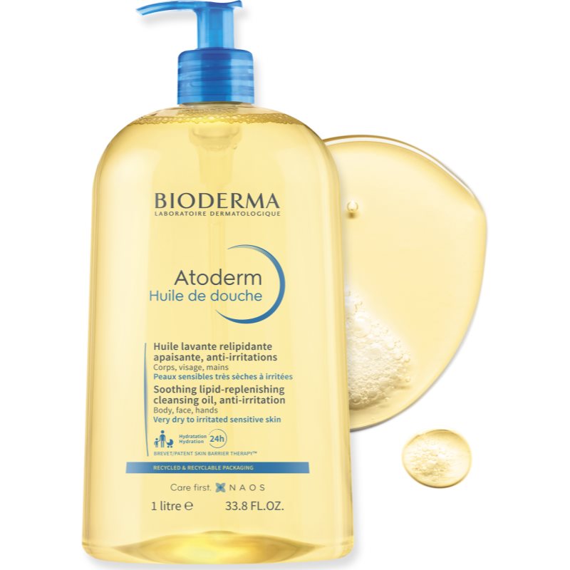 Bioderma Atoderm Shower Oil Huile De Douche Extra Nourrissante Et Apaisante Pour Peaux Sèches Et Irritées 1000 Ml