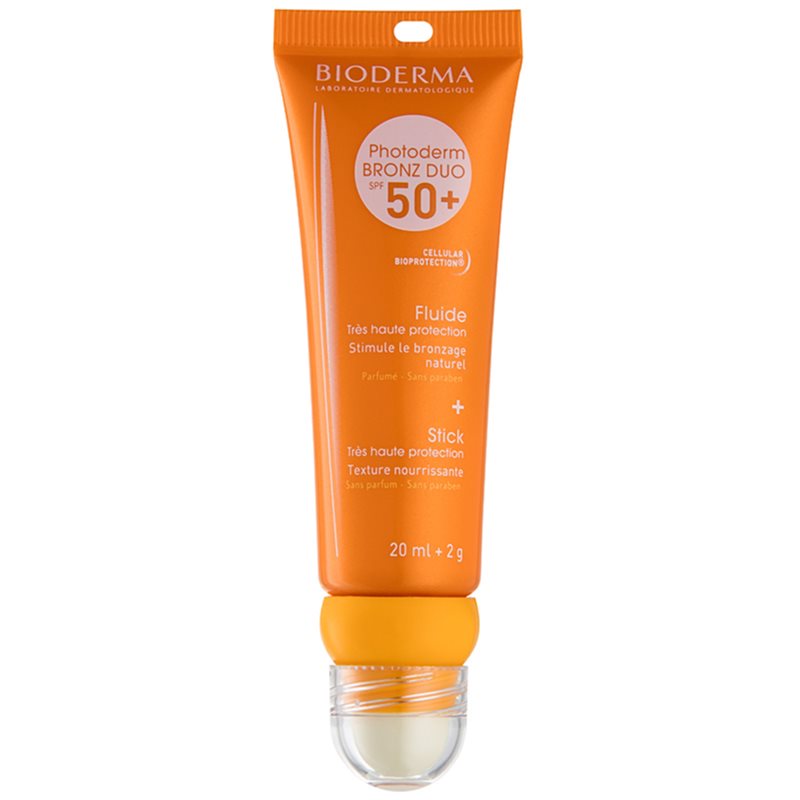 

Bioderma Photoderm Bronz DUO захисний флюїд для обличчя та бальзам для губ SPF 50+ 20 ml