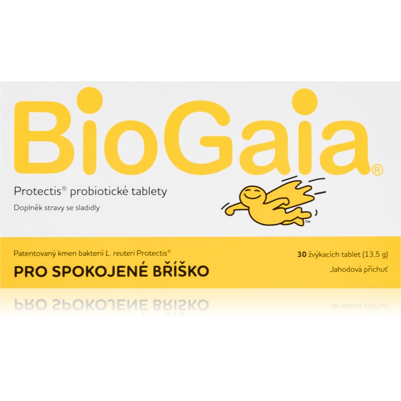 BioGaia Protectis® pro spokojené bříško žuvacie tablety na podporu trávenia príchuť Strawberry 30 tbl