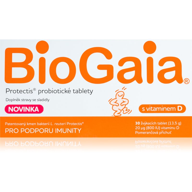 BioGaia Protectis® s vitaminem D žuvacie tablety na podporu imunitného systému príchuť Orange 30 tbl