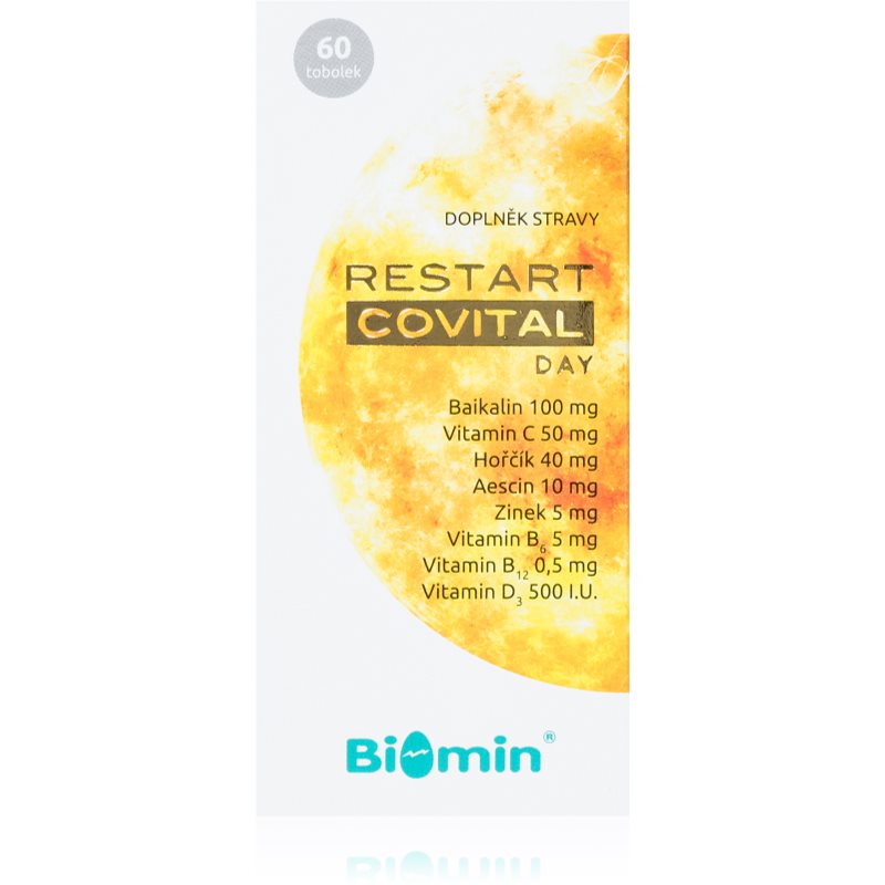 Biomin Restart Covital Day tobolky na podporu imunity, zníženie miery únavy a vyčerpania 60 tbl