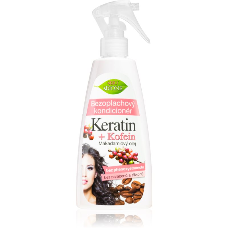 Bione Cosmetics Keratin + Kofein öblítés nélküli kondicionáló spray -ben 260 ml