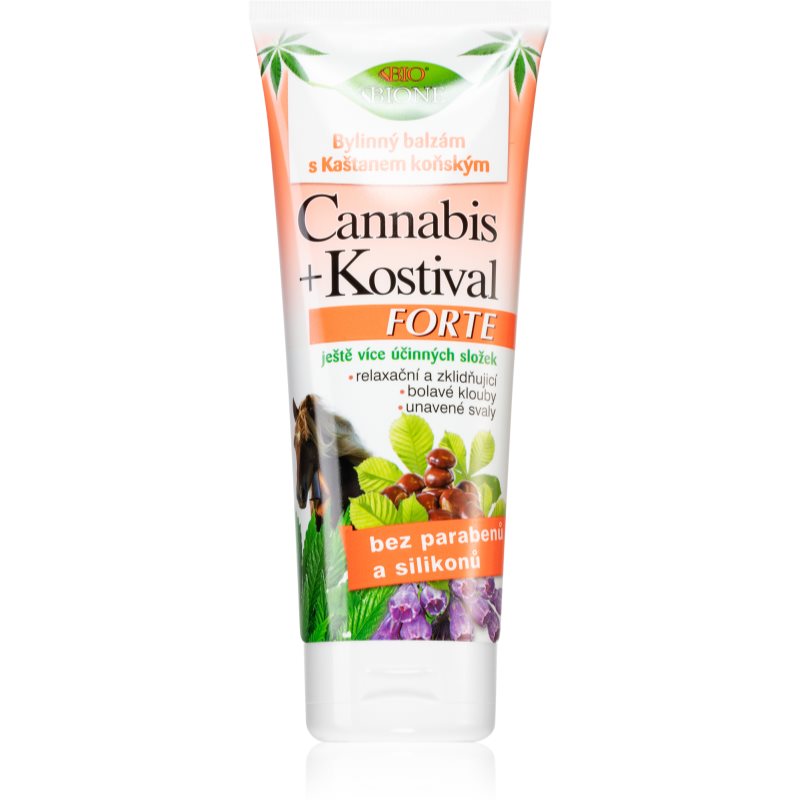 Bione Cosmetics Cannabis Kostival Forte рослинний флюїд для м’язів, суглобів і сухожиль 205 мл