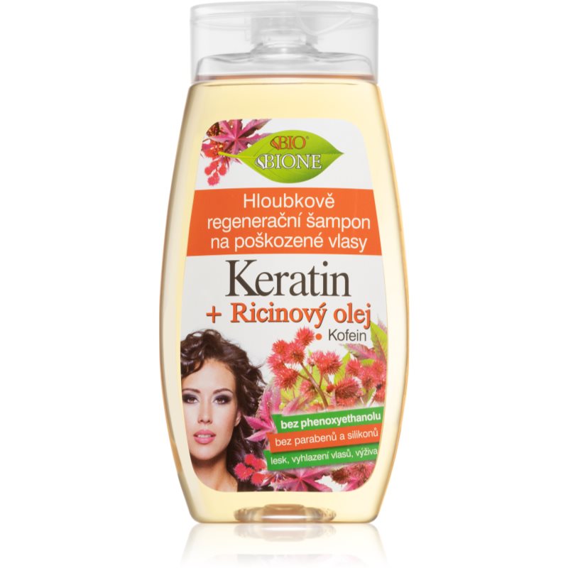 Bione Cosmetics Keratin + Ricinovy olej deeply regenerating shampoo for hair 260 ml
