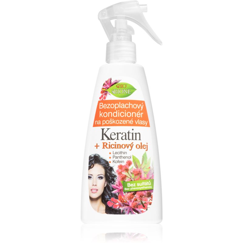Bione Cosmetics Keratin + Ricinový olej regenerierender spülfreier Conditioner für das Haar 260 ml