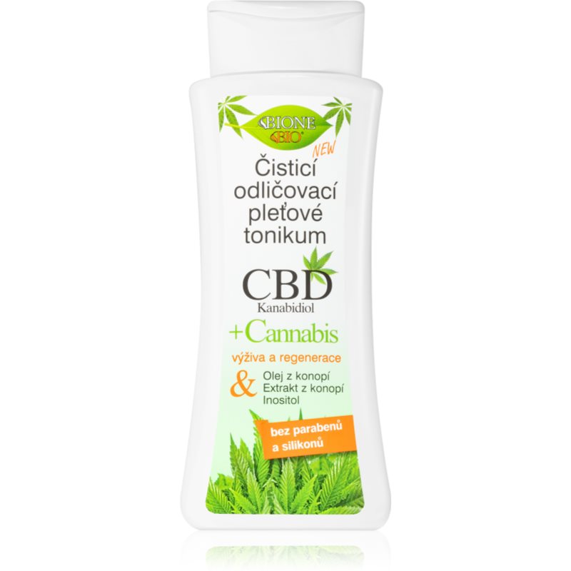 Bione Cosmetics Cannabis CBD очищуючий тонік для зняття макіяжу з канабідіолом 255 мл