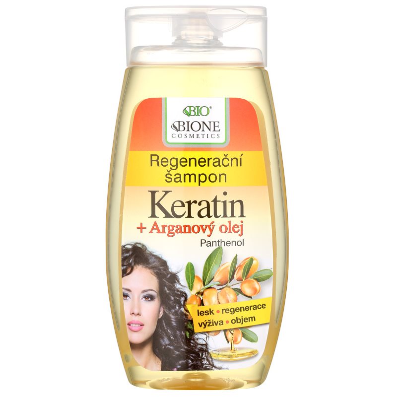 Bione Cosmetics Keratin Argan regeneracijski šampon za sijaj in mehkobo las 260 ml