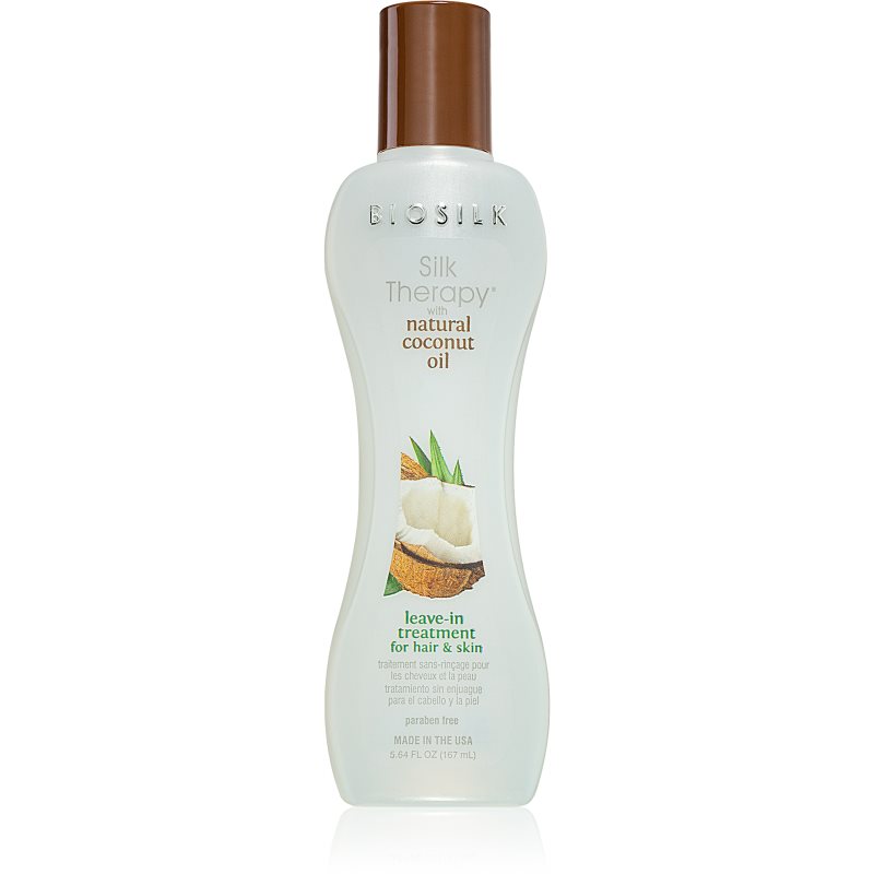 Biosilk Silk Therapy Natural Coconut Oil nenuplaunamoji drėkinamoji priemonė plaukams ir kūnui 167 ml