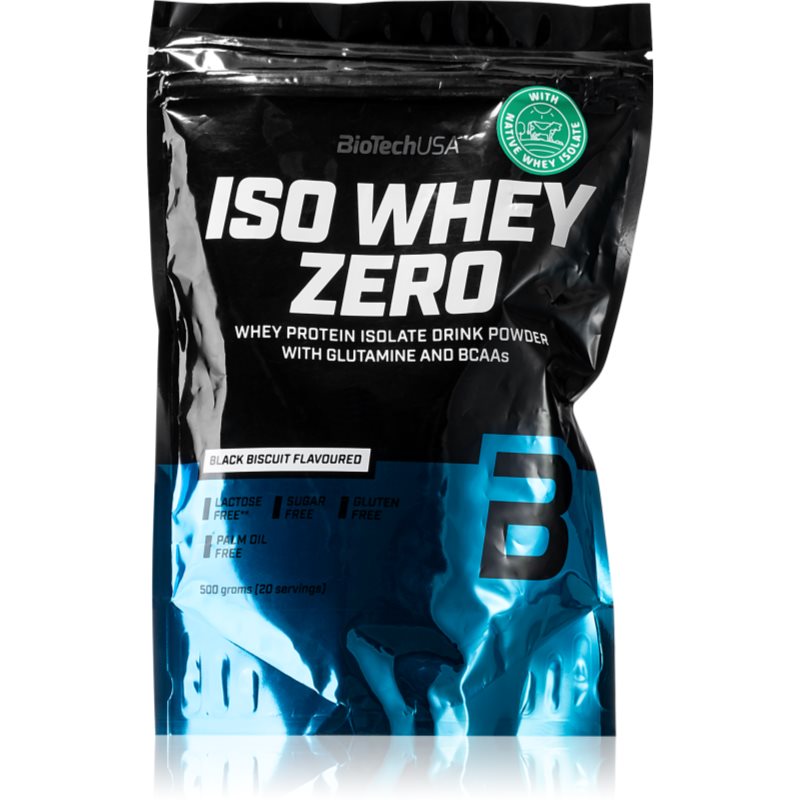 BioTechUSA Iso Whey Zero syrovátkový protein bez laktózy příchuť Black Biscuit 500 g