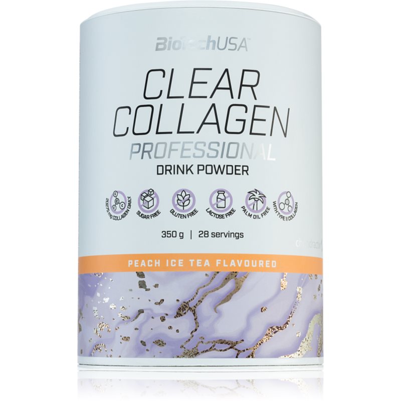 BioTechUSA Clear Collagen Professional prášek na přípravu nápoje s kolagenem příchuť Peach Ice Tea 350 g
