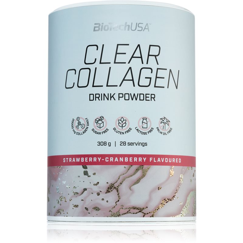 E-shop BioTechUSA Clear Collagen prášek na přípravu nápoje s kolagenem příchuť Strawberry & Cranberry 308 g