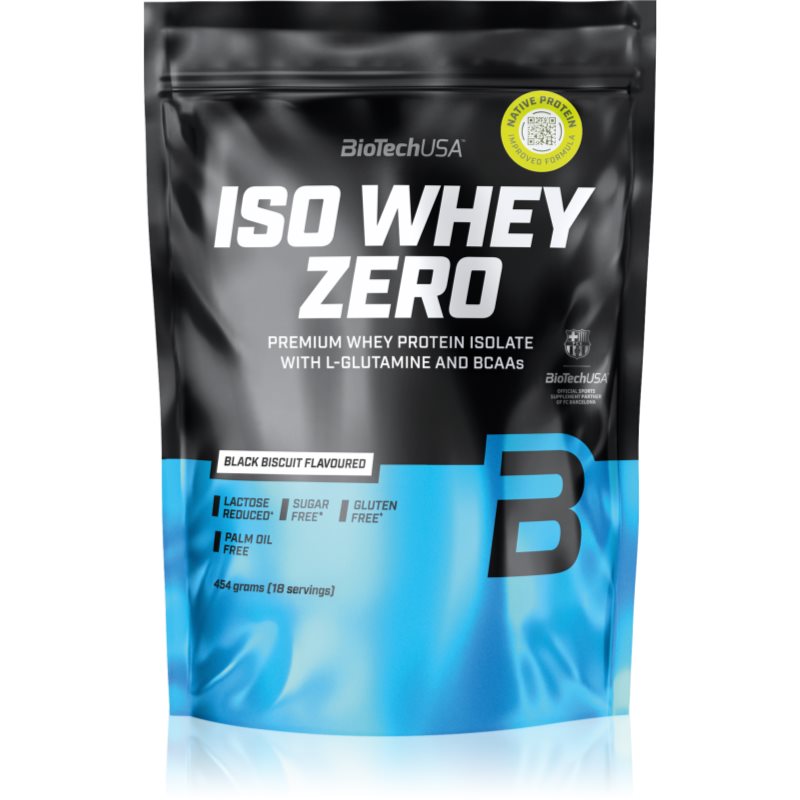 BioTechUSA Iso Whey Zero srvátkový izolát príchuť Black Biscuit 454 g