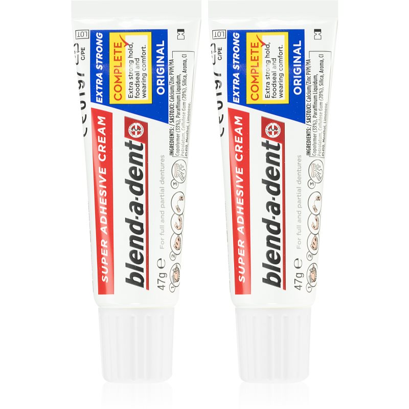 Blend-a-dent Extra Strong Original fiksacijska krema za zobne proteze 2x47 g