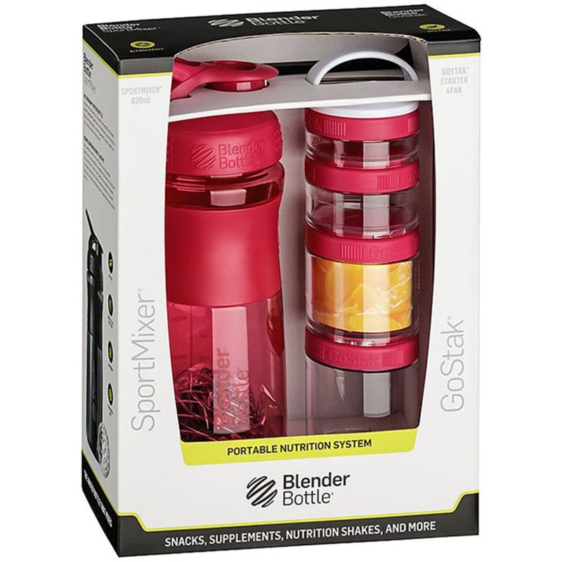 Blender Bottle Sport Mixer® GoStak dovanų rinkinys Pink (sportuojantiems)