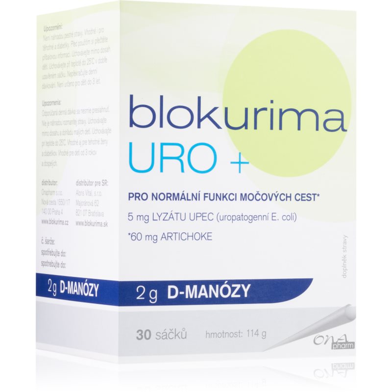 Blokurima URO+ 2g D-manózy vrecúška pre zdravie močových ciest 30 ks
