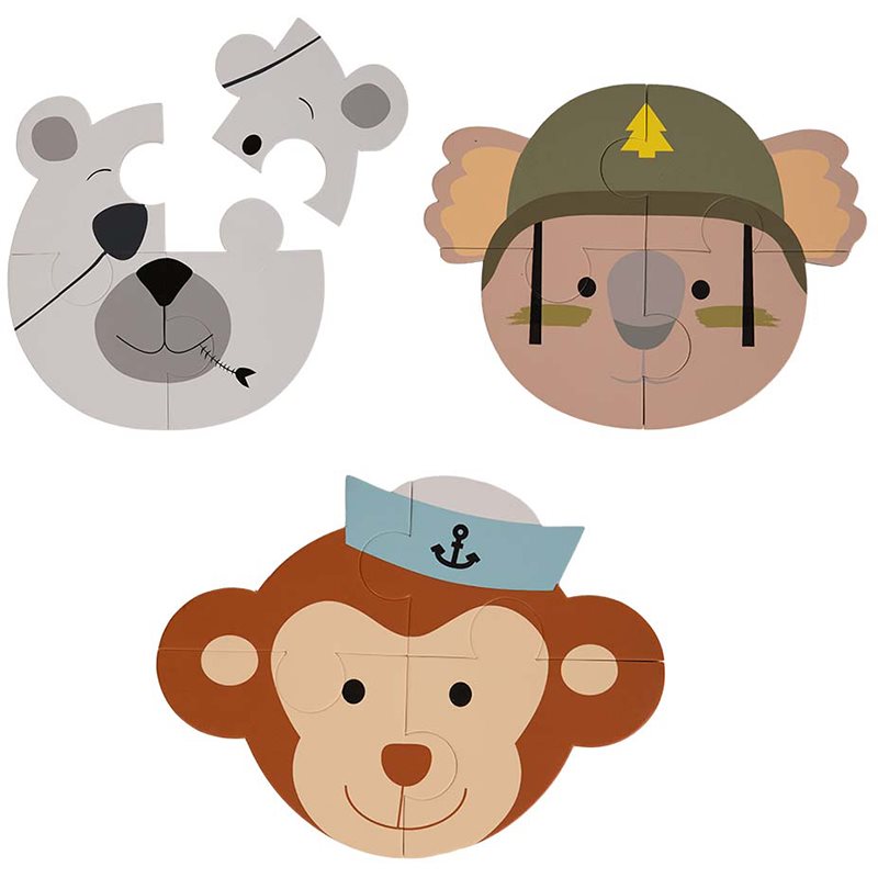 Bo Jungle B-Animal puzzle Monkey/Bear/Koala 3 ks