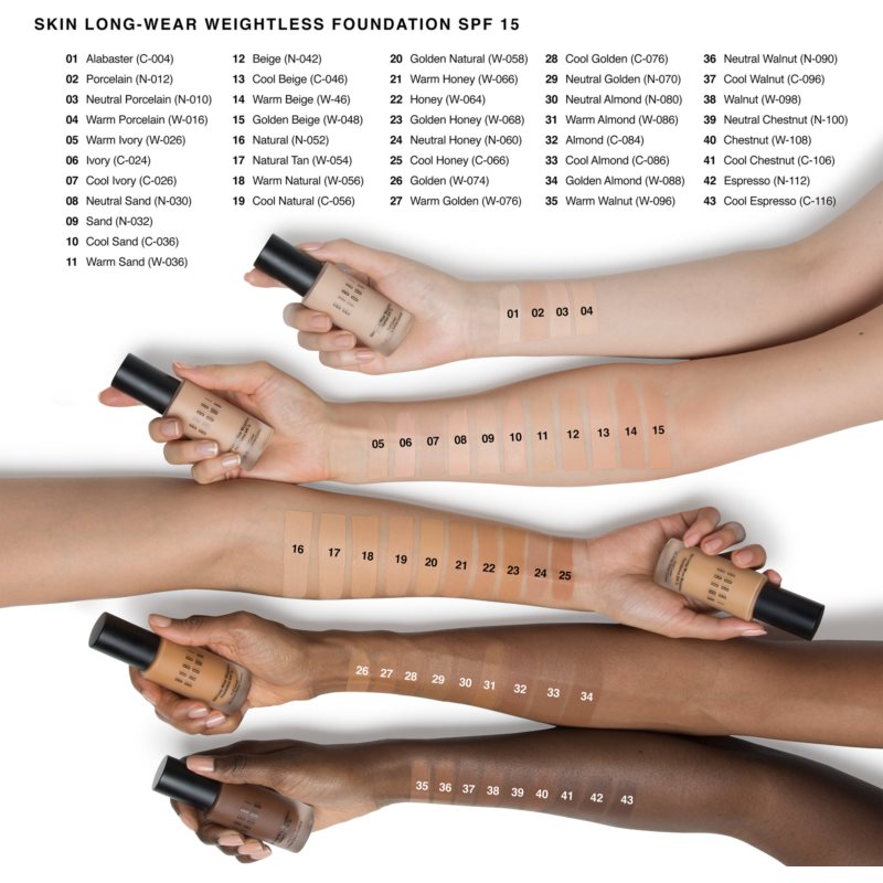Bobbi Brown Skin Long-Wear Weightless Foundation стійкий тональний крем SPF 15 відтінок Warm Sand (W-036) 30 мл