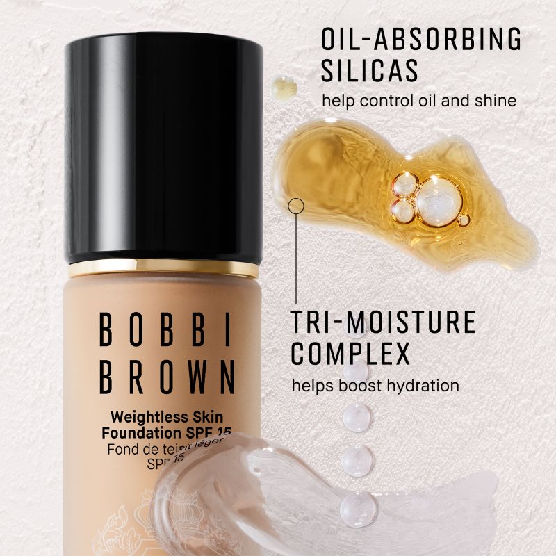 Bobbi Brown Weightless Skin Foundation SPF 15 dlhotrvajúci make-up s hydratačným účinkom odtieň Almond 30 ml.