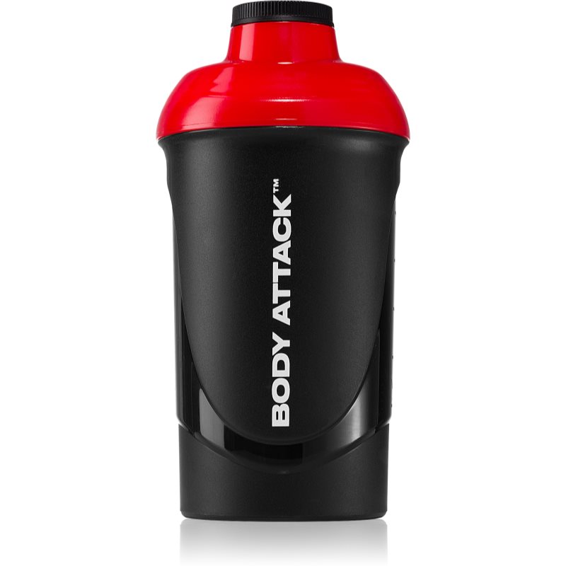 Body Attack Shaker športový šejker bez obsahu BPA farba Black-Red 600 ml