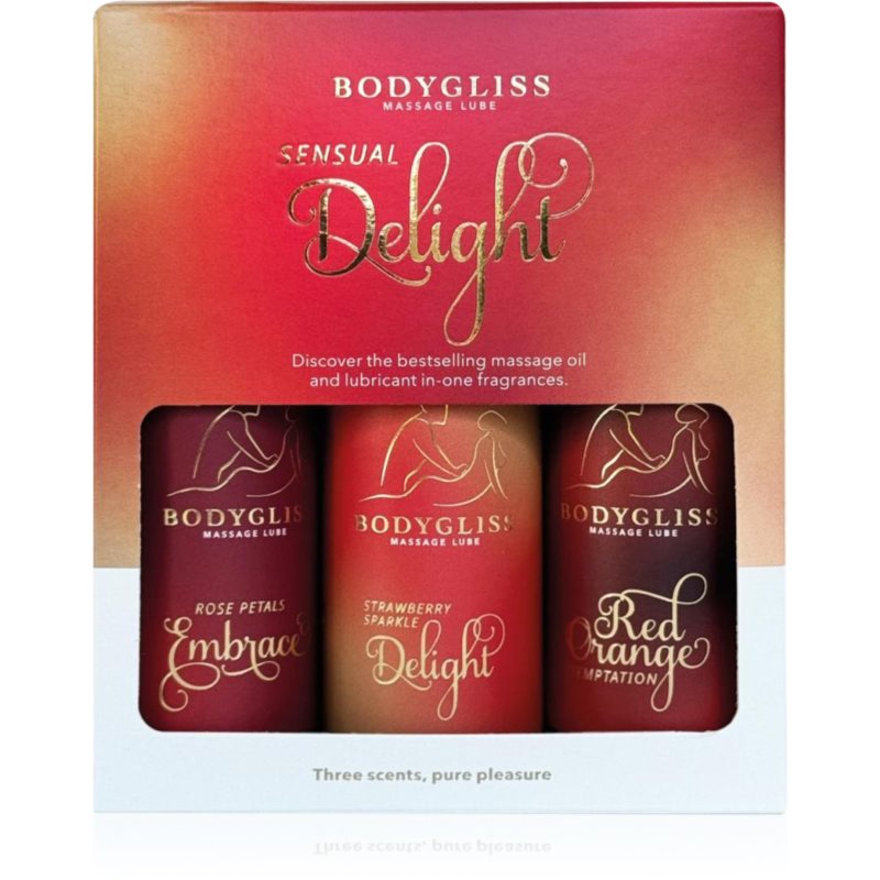 BodyGliss Sensual Delight Travel Edition masážní olej na silikonové bázi dárková sada 3x50 ml