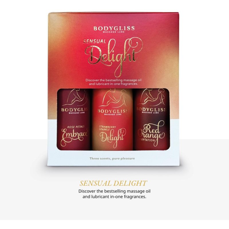 BodyGliss Sensual Delight Travel Edition masážní olej na silikonové bázi dárková sada 3x50 ml (obrázek 6)