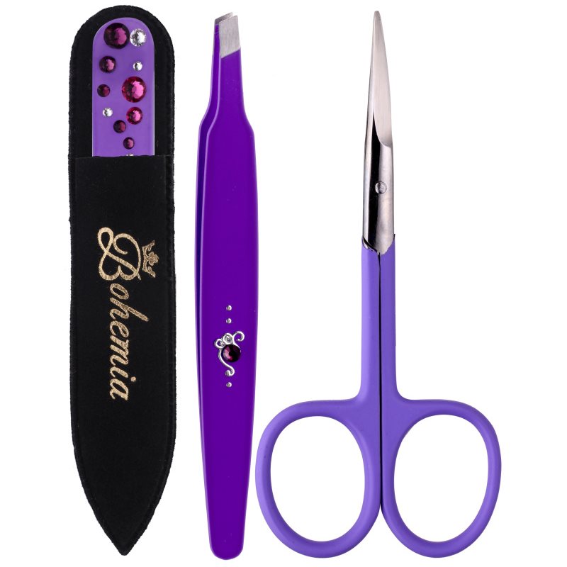 

Bohemia Crystal Bohemia Swarovski Nail File,Tweezers and Nail Clippers подарунковий набір Purple (для чудового вигляду)