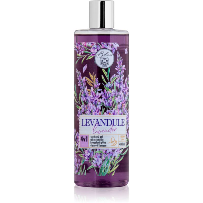 Bohemia Gifts & Cosmetics Flower Line Lavender umývací gél na telo a vlasy 4 v 1 400 ml