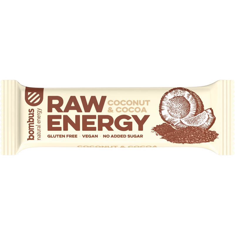 Bombus Raw Energy ovocná tyčinka příchuť Coconut & Cocoa 50 g