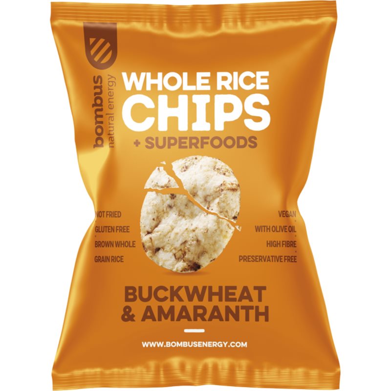 Bombus Whole Rice Chips ryžové chipsy Buckwheat & Amaranth 60 g