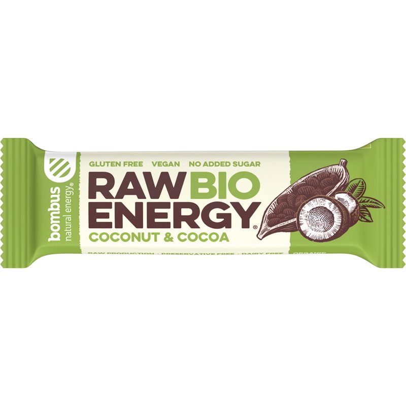 Bombus Raw Energy BIO ovocná tyčinka v BIO kvalitě příchuť Coconut & Cocoa 50 g