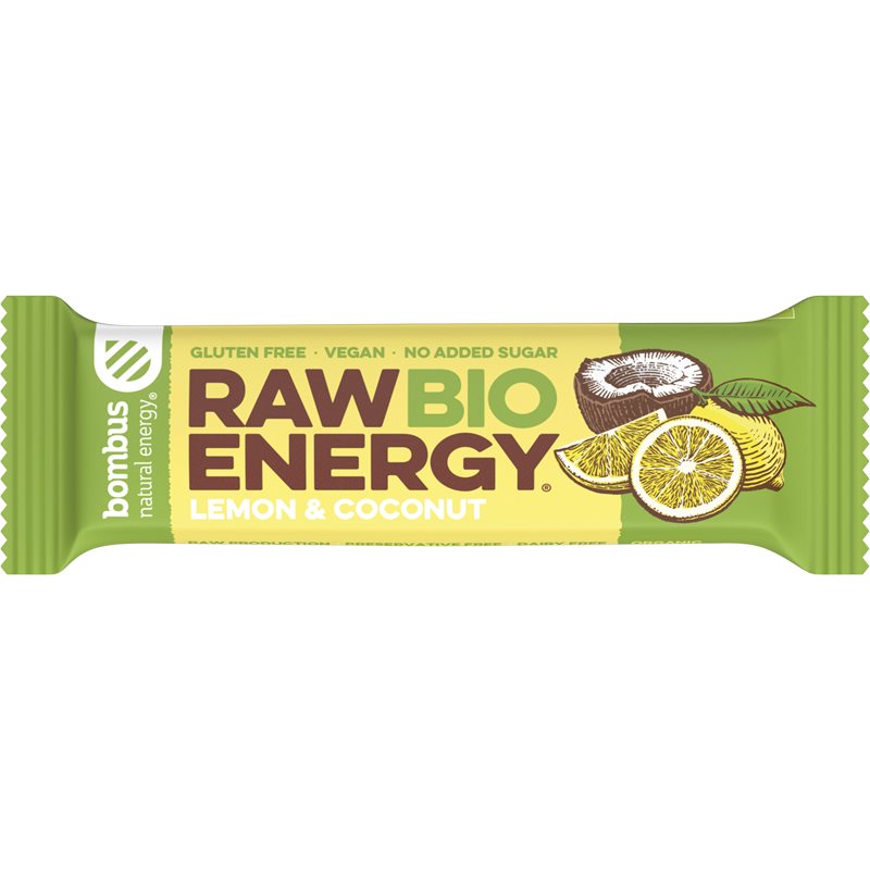 Bombus Raw Energy BIO ovocná tyčinka v BIO kvalitě příchuť Lemon & Coconut 50 g