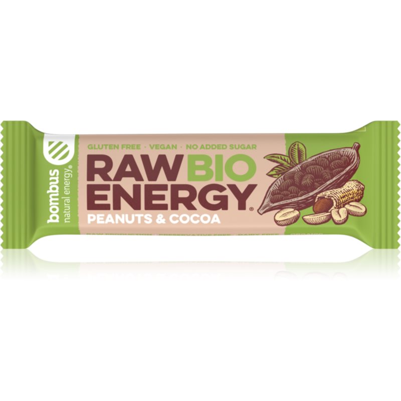 Bombus Raw Energy BIO ovocná tyčinka v BIO kvalitě příchuť Peanuts & Cocoa 50 g