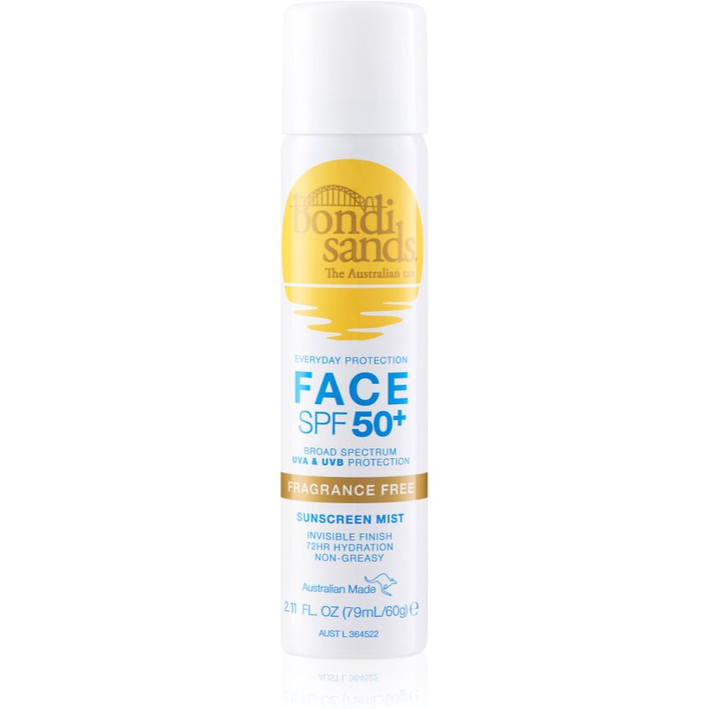 Bondi Sands SPF 50+ Face Fragrance Free védő permet az arcra SPF 50+ 60 g