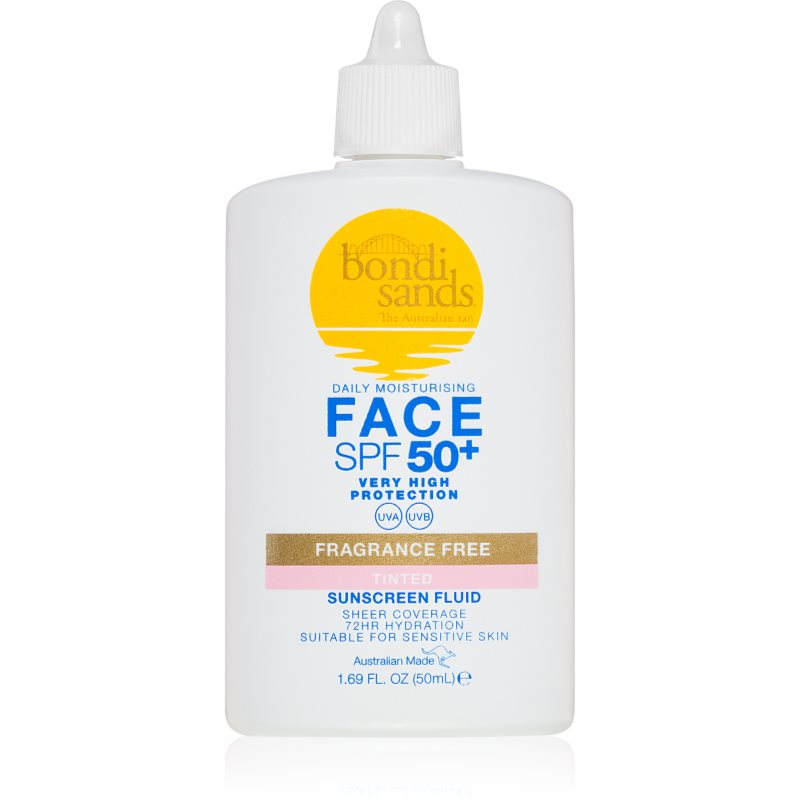 Bondi Sands SPF 50+ Fragrance Free Tinted Face Fluid crema protectora con color para el rostro SPF 50+ 50 ml