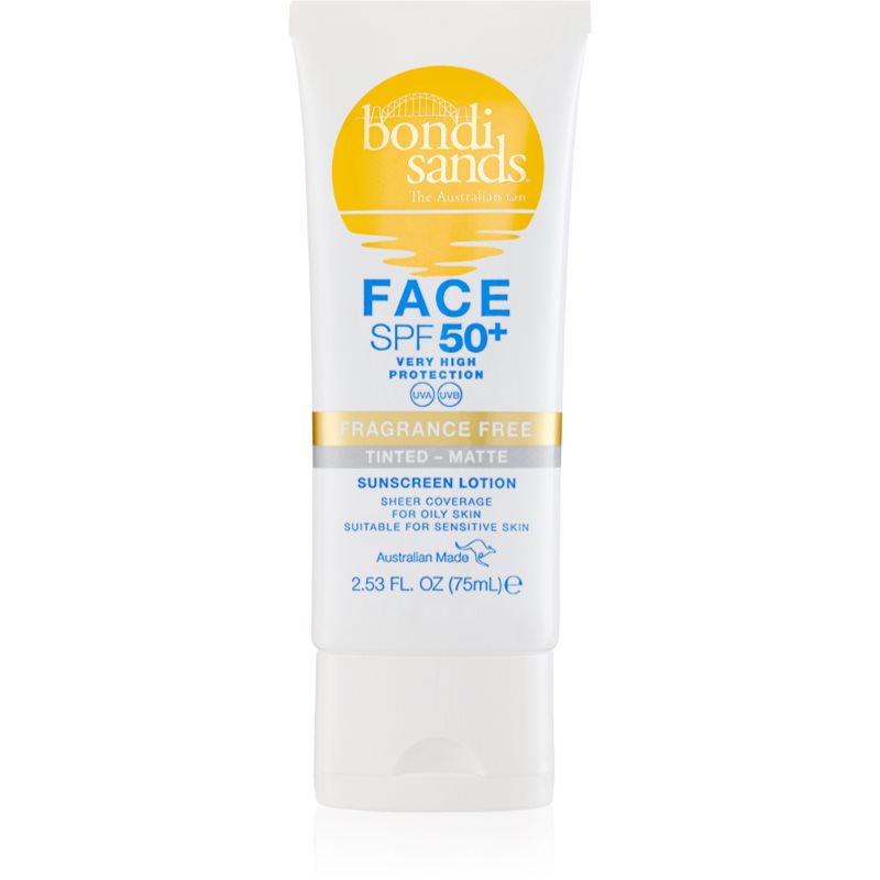 Bondi Sands SPF 50+ Face Fragrance Free crema protettiva colorata viso per un finish opaco SPF 50+ 75 ml