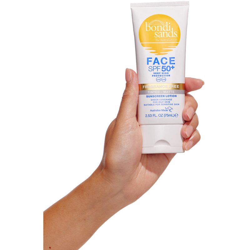 Bondi Sands SPF 50+ Face Fragrance Free Protective Tinted Cream For The Face For A Matt Look SPF 50+ 75 Ml