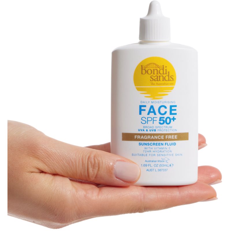 Bondi Sands SPF 50+ Fragrance Free флюїд для засмаги для шкіри обличчя без ароматизатора SPF 50+ 50 мл