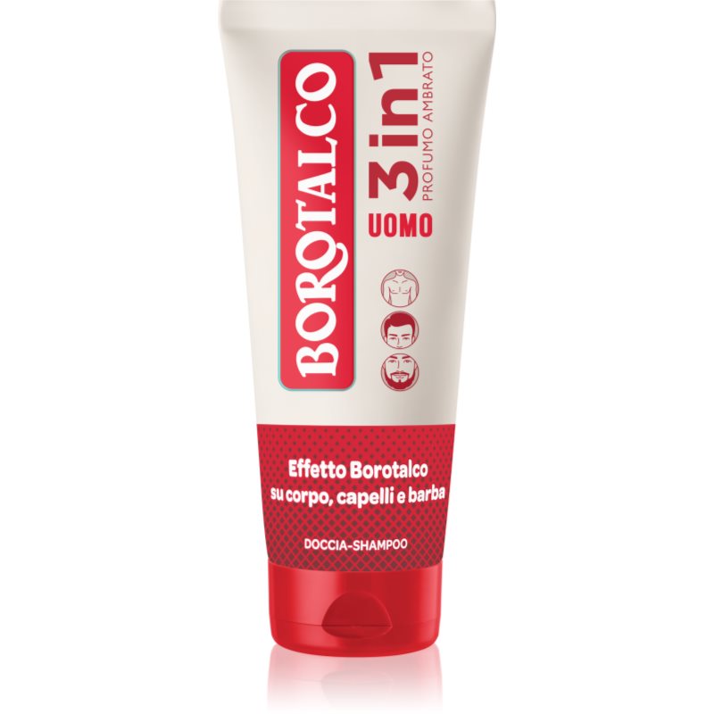 Borotalco MEN 3 in 1 sprchový gel pro muže na obličej, tělo a vlasy vůně Amber 200 ml