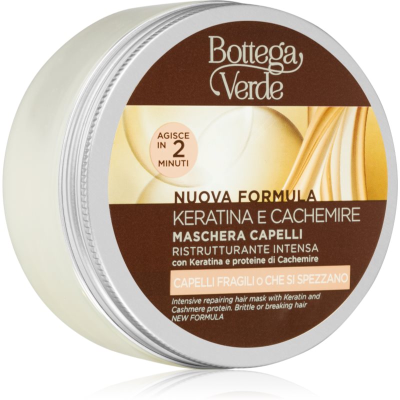 Bottega Verde Keratin & Cashmere helyreállító hajpakolás töredezett, károsult hajra 200 ml