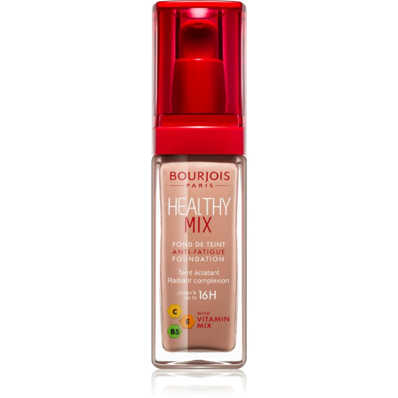 Bourjois Healthy Mix posvetlitveni vlažilni tekoči puder 16 ur odtenek 56,5 Maple 30 ml