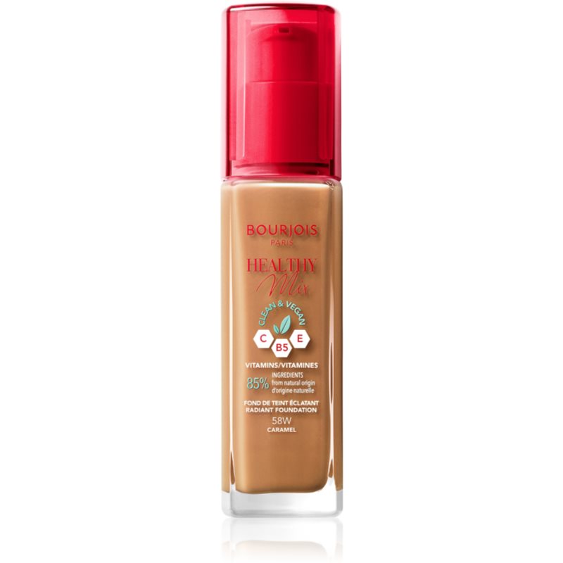 Bourjois Healthy Mix makeup radiant cu hidratare 24 de ore culoare 58W Caramel 30 ml