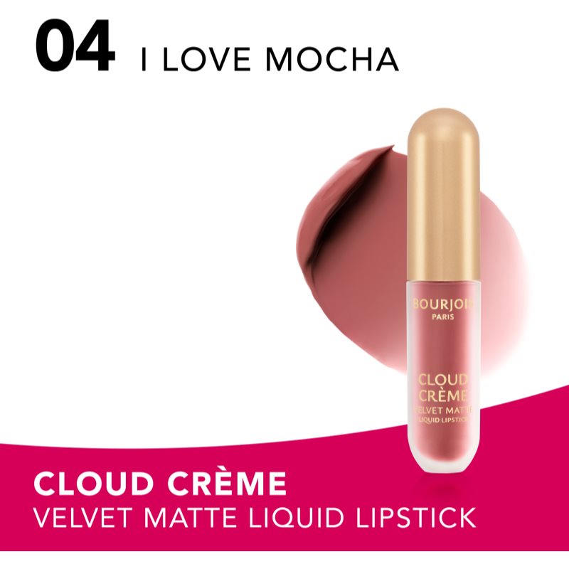 Bourjois Cloud Crème Velvet Matte ultra matující tekutá rtěnka odstín 04 I Love Mocha 3.1 ml (obrázek 3)