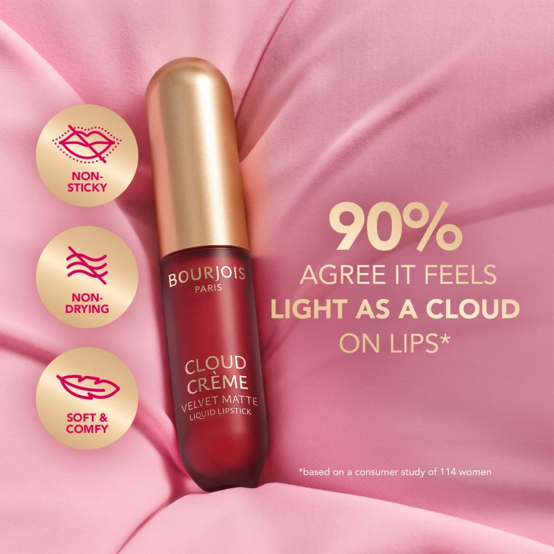 Bourjois Cloud Crème Velvet Matte ultra matující tekutá rtěnka odstín 08 Chérie Cherry 3.1 ml (obrázek 4)