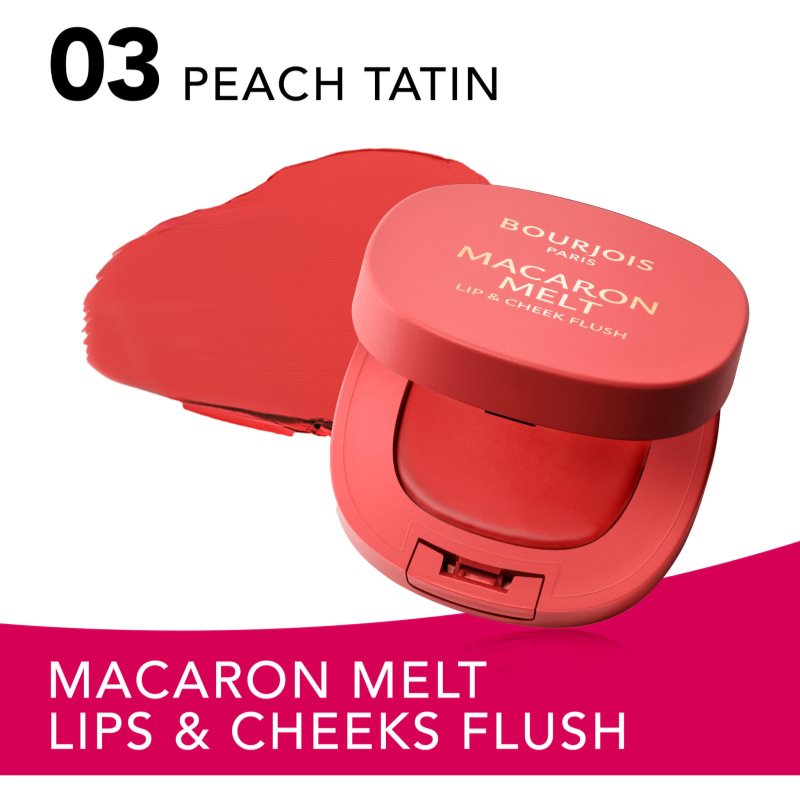 Bourjois Macaron Melt Lip & Cheek Flush tvářenka 2 v 1 odstín 03 Peach Tatin 5 g (obrázek 3)