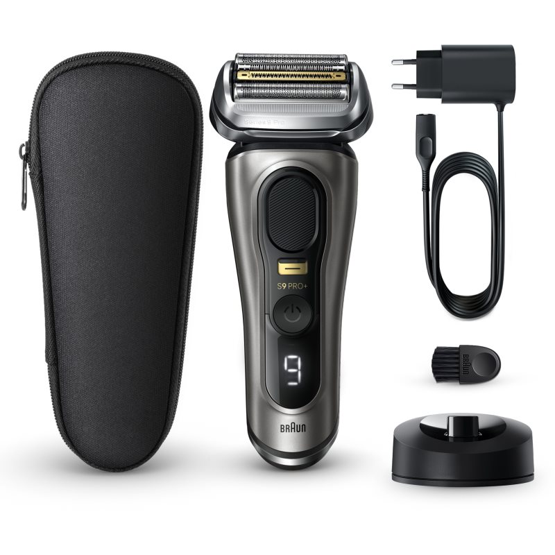 Braun Series 9 PRO+ 9515s electric shaver with a charging stand
