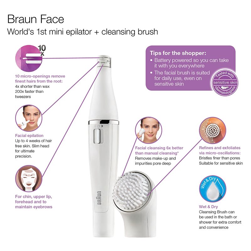 

Braun Face 830 епілятор з очищаючою щіткою для обличчя