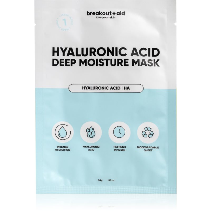 breakout + aid Hyaluronic Acid Deep Moisture Mask Feuchtigkeitsspendende Tuchmaske mit Hyaluronsäure 34 g