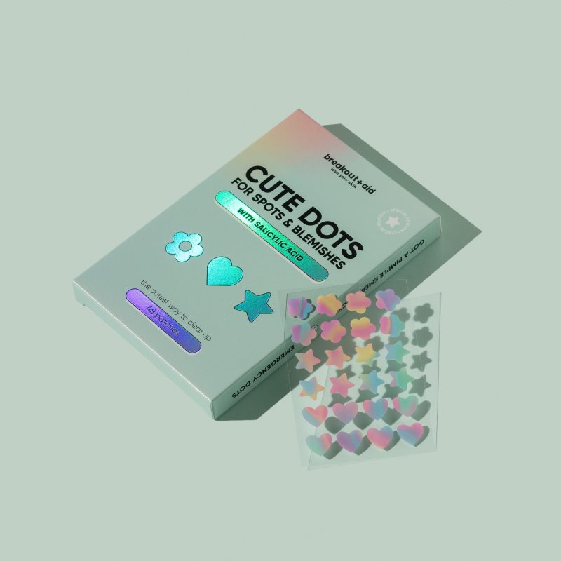 Thumbnail - breakout + aid Cute Dots For Spots and Blemishes lokale Pflege gegen Akne mit Salicylsäure 48 St.